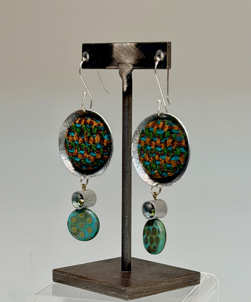 TRIBUTE TO WOMEN OF CRAFT STEEL AND FABRIC EARRINGS JH159