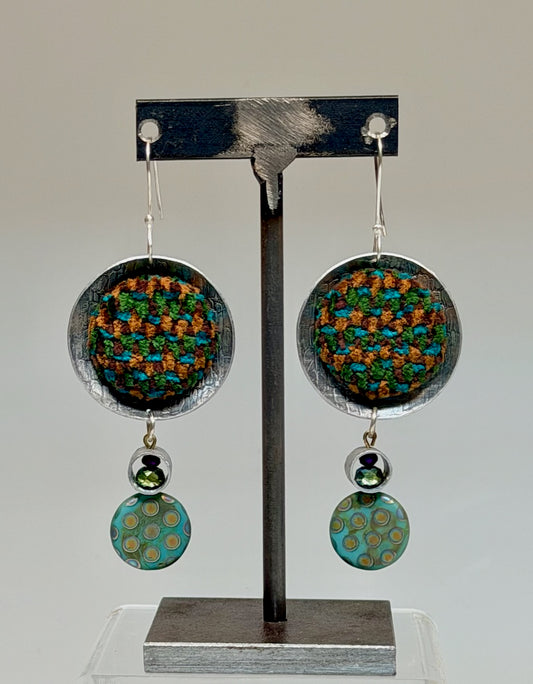 TRIBUTE TO WOMEN OF CRAFT STEEL AND FABRIC EARRINGS JH159