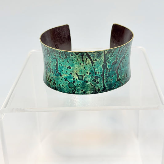 EMERALD GREEN PATINA BRASS CUFF JH161