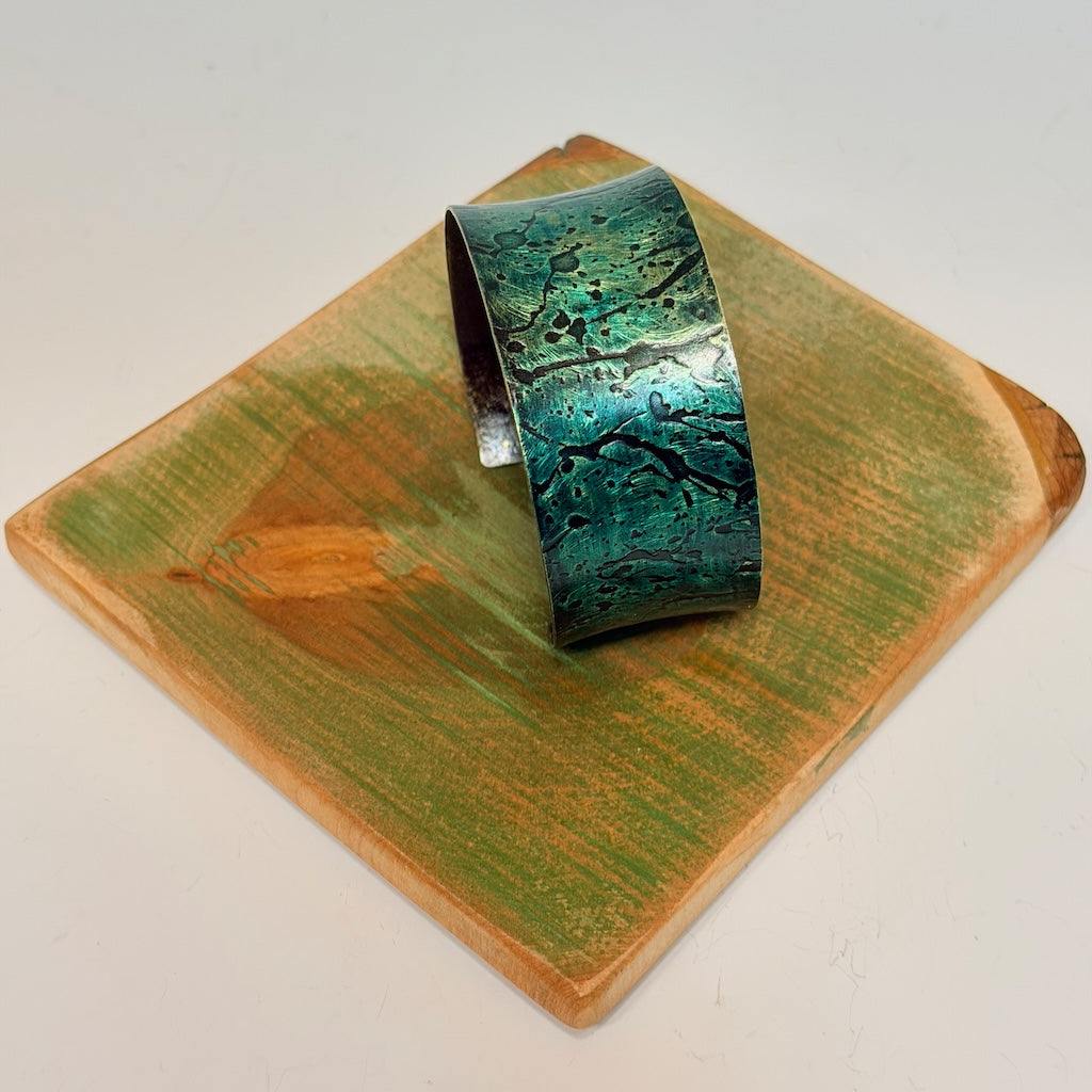 EMERALD GREEN PATINA BRASS CUFF JH161
