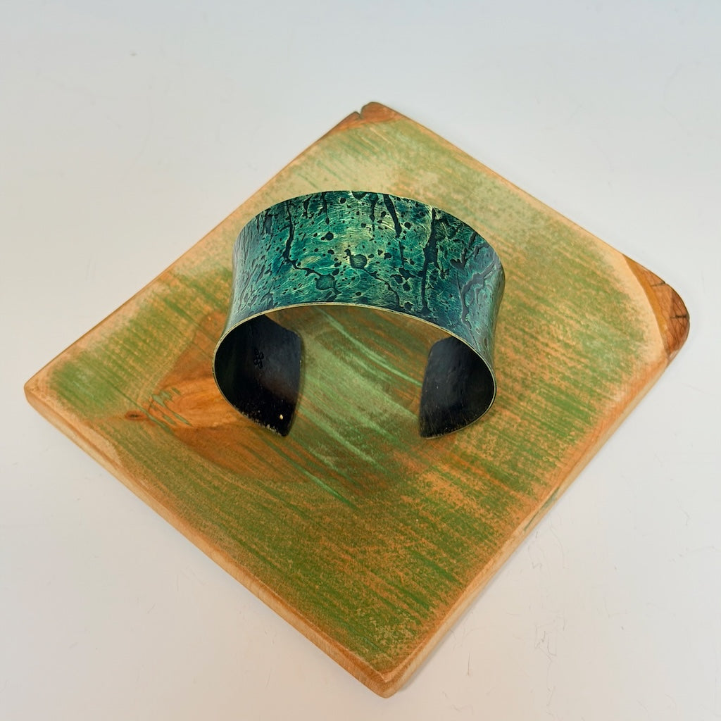 EMERALD GREEN PATINA BRASS CUFF JH161