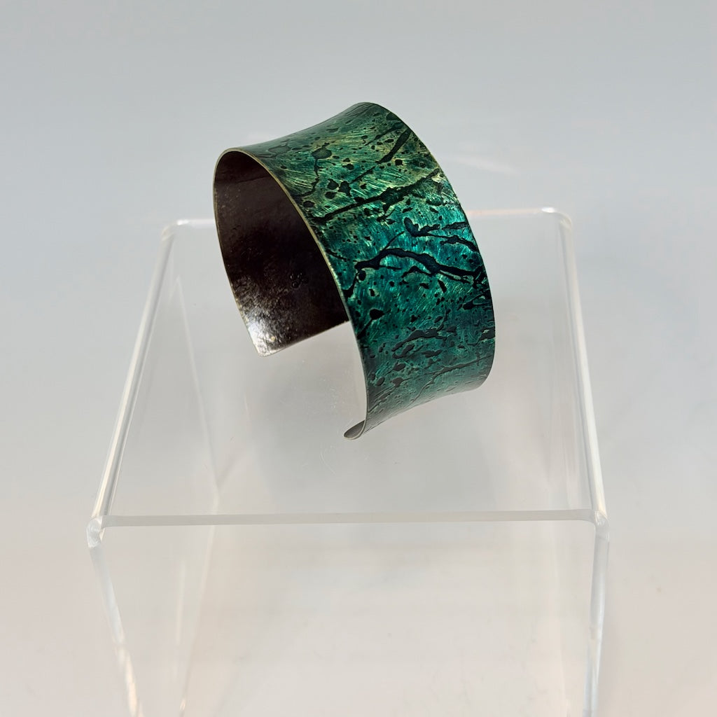 EMERALD GREEN PATINA BRASS CUFF JH161