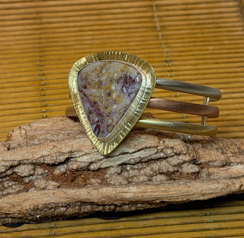 TRIPLE BANDED CUFF WITH JASPER STONE JH180