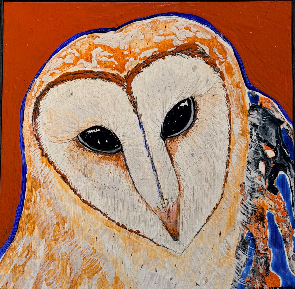 "EYES OF WISDOM" ORIGINAL MIXED MEDIA ON BOARD
