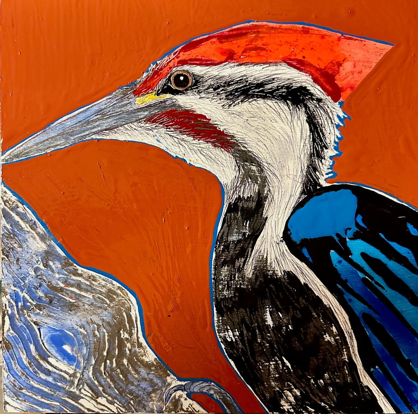 "SELF AWARENESS" ORIGINAL MIXED MEDIA PAINTING ON BOARD/FRAMED