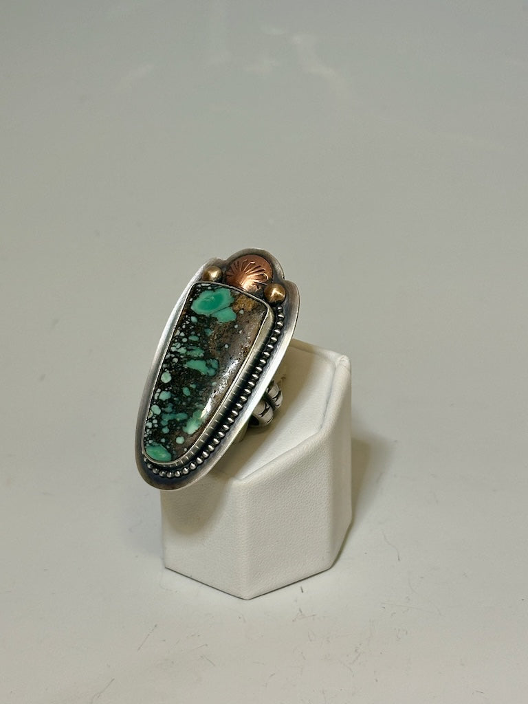 SAGUARO VARISCITE MIXED METAL RING JK116