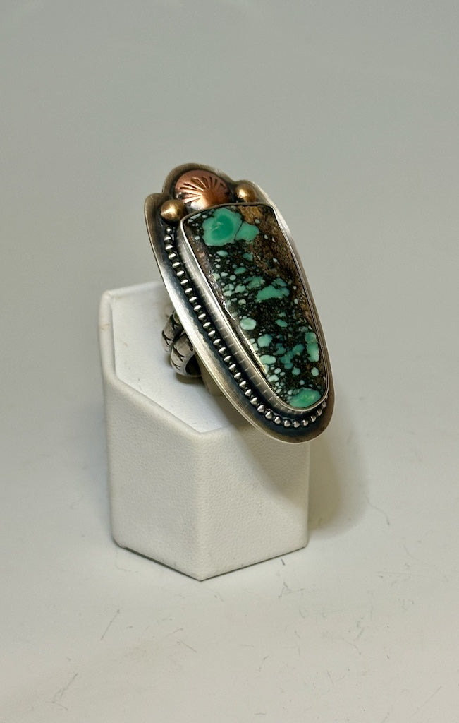 SAGUARO VARISCITE MIXED METAL RING JK116