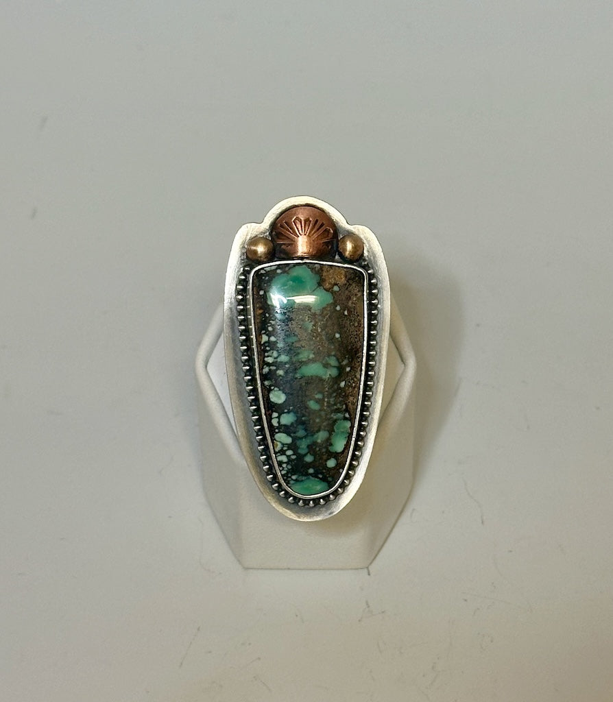 SAGUARO VARISCITE MIXED METAL RING JK116