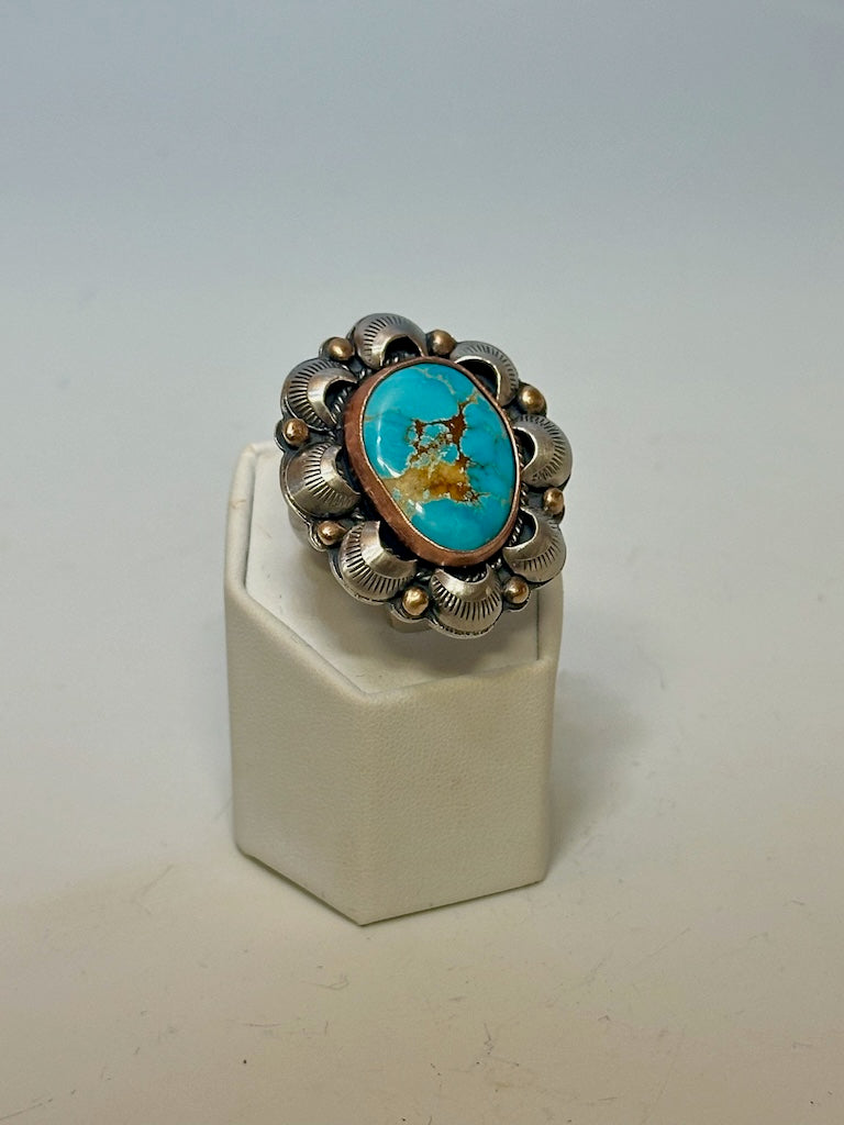 MONTEZUMA ROYSTON TURQUOISE SHELL RING JK121