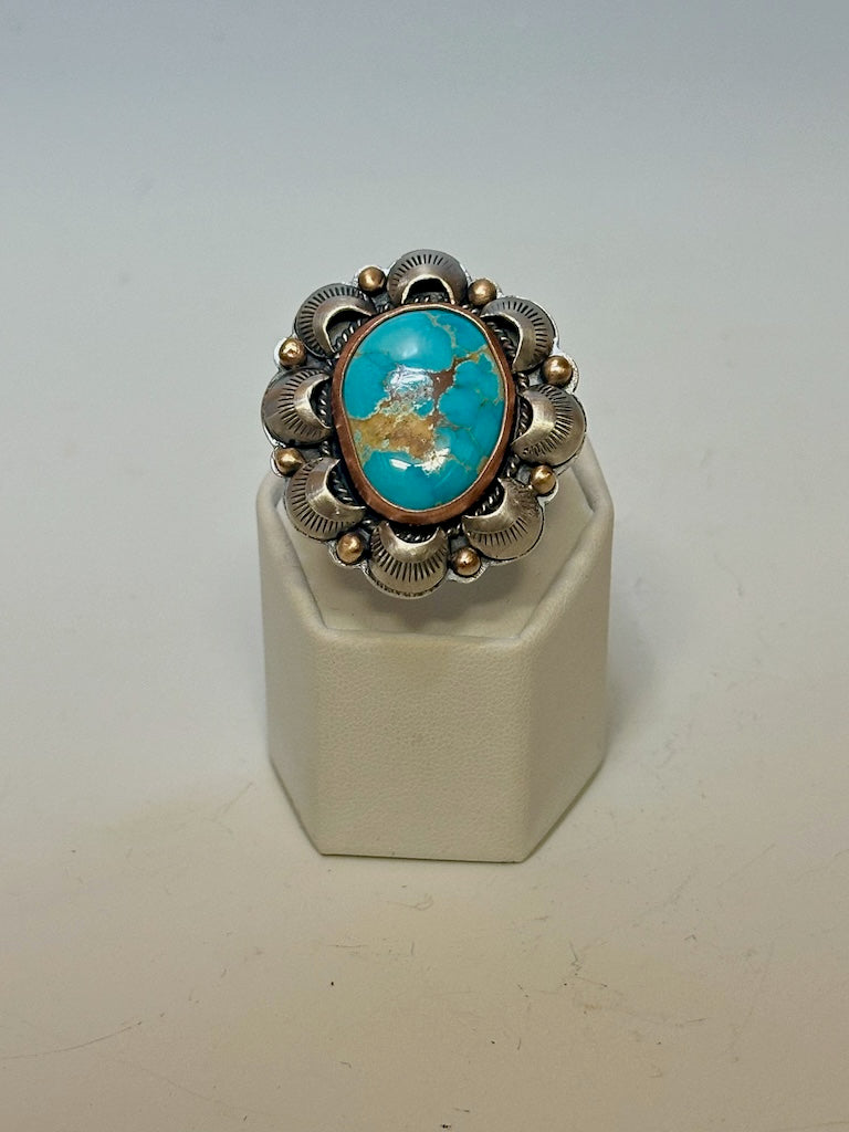 MONTEZUMA ROYSTON TURQUOISE SHELL RING JK121