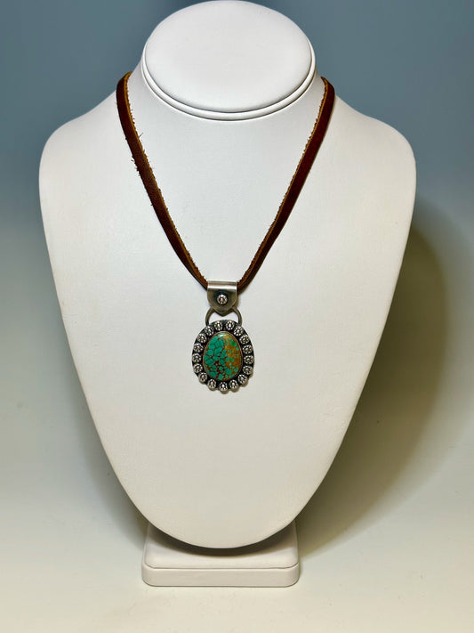 KINGMAN TURQUOISE NATIVE FLOWER NECKLACE JK123