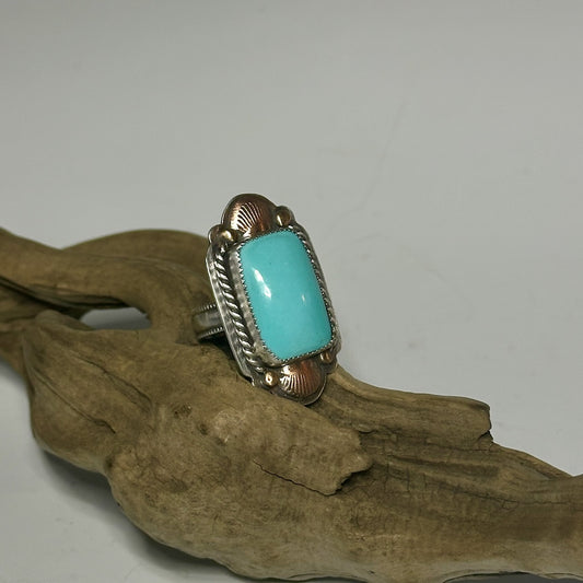 SLEEPING BEAUTY TURQUOISE SHIELD RING JK161