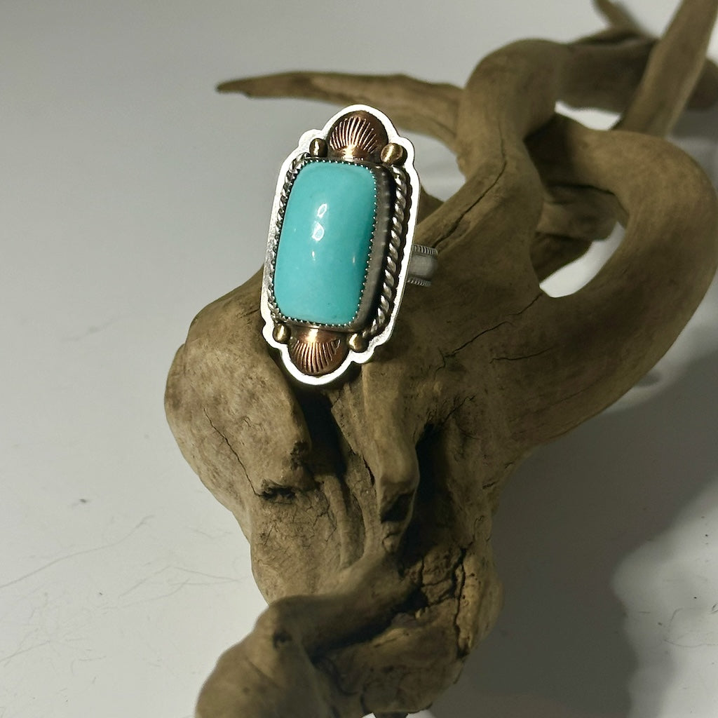 SLEEPING BEAUTY TURQUOISE SHIELD RING JK161