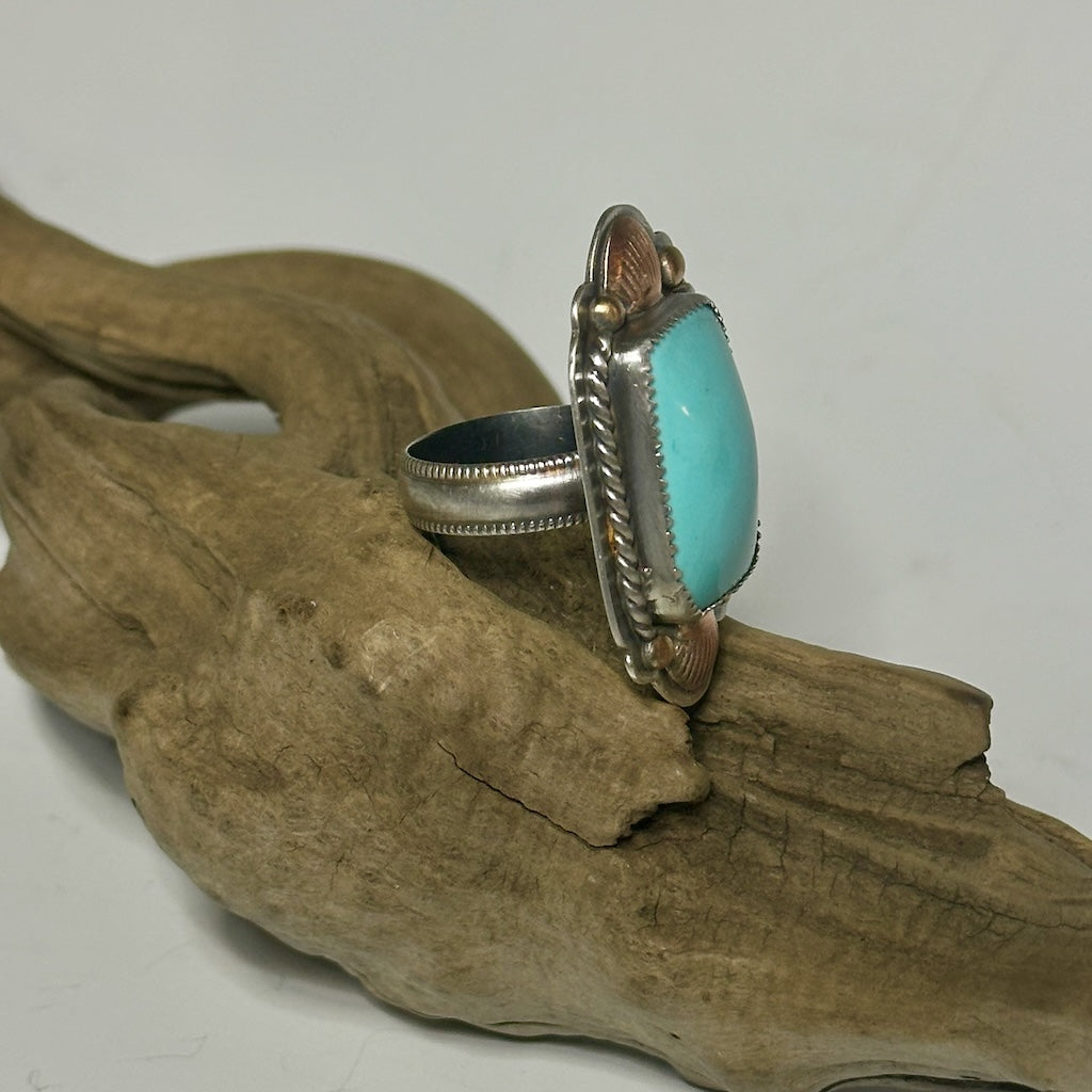 SLEEPING BEAUTY TURQUOISE SHIELD RING JK161