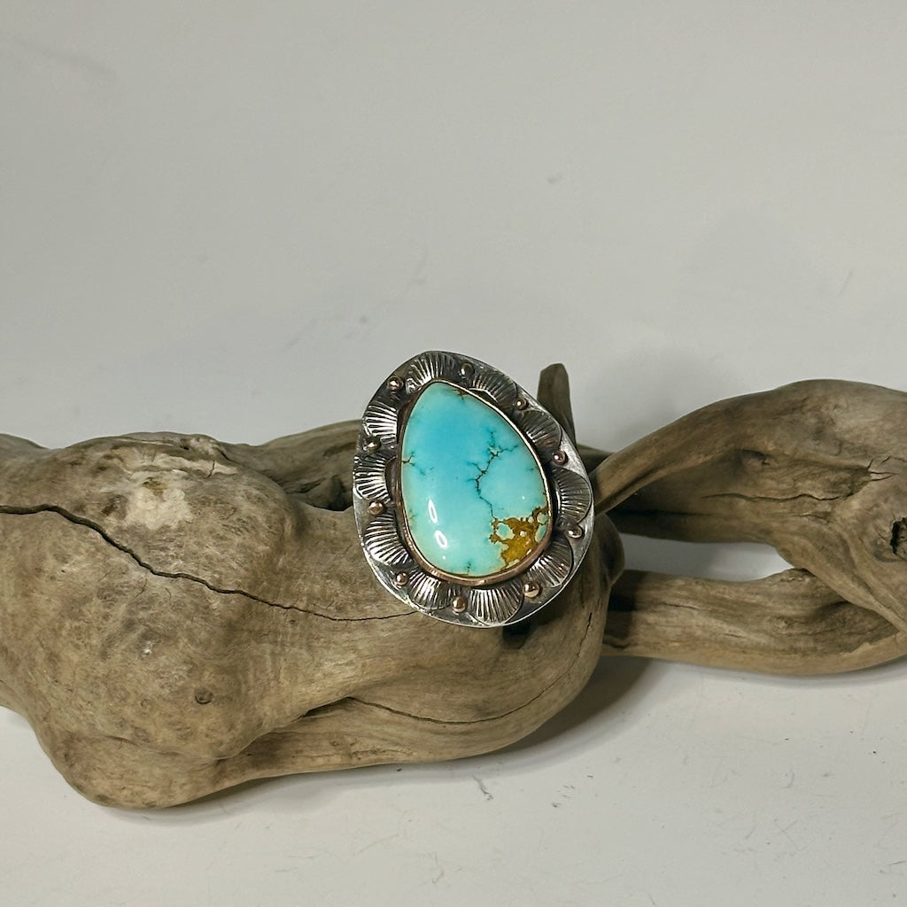 BLUEBERRY TURQUOISE SHELL RING JK165