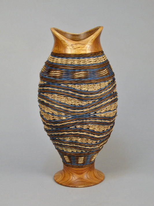 BLUE HILLS MIXED MEDIA BASKET WITH MIMOSA TOP AND BASE