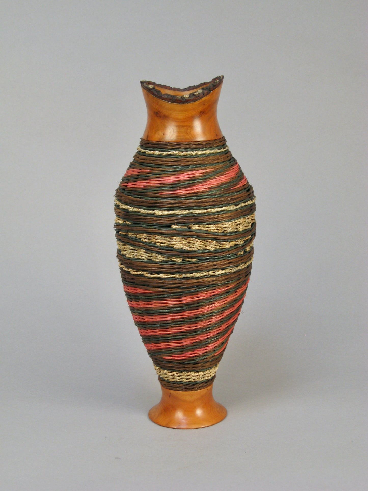 ROSE SPIRAL GENE'S BASKET MIXED MEDIA BASKET WITH CHERRY TOP AND BASE