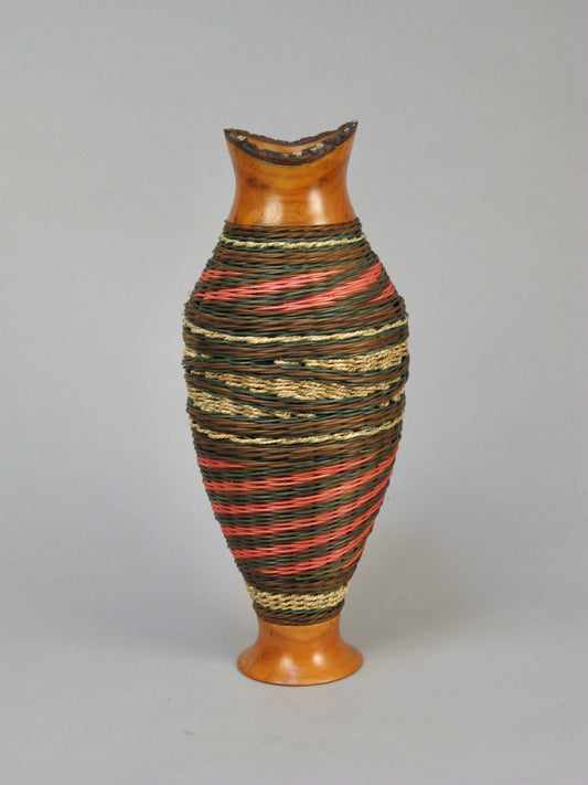 ROSE SPIRAL GENE'S BASKET MIXED MEDIA BASKET WITH CHERRY TOP AND BASE