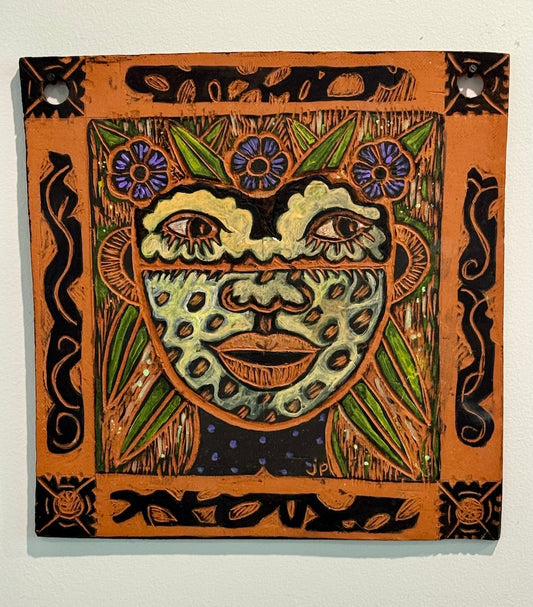 "ADORNED IN NATURE I" CERAMIC MIXED MEDIA WALL HANGING