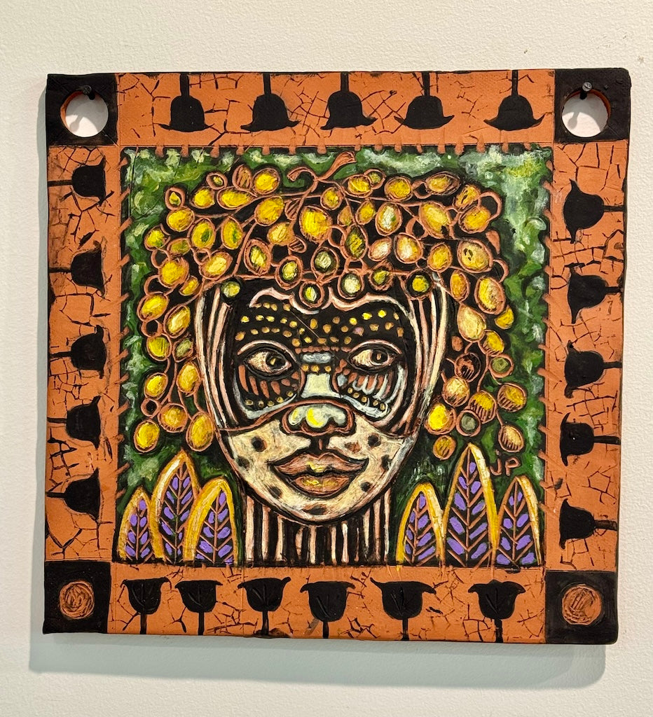 "ADORNED IN NATURE II" CERAMIC MIXED MEDIA WALL HANGING