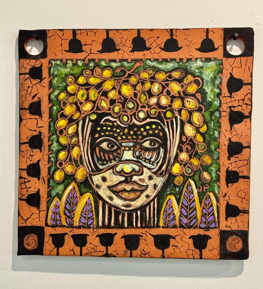 "ADORNED IN NATURE II" CERAMIC MIXED MEDIA WALL HANGING