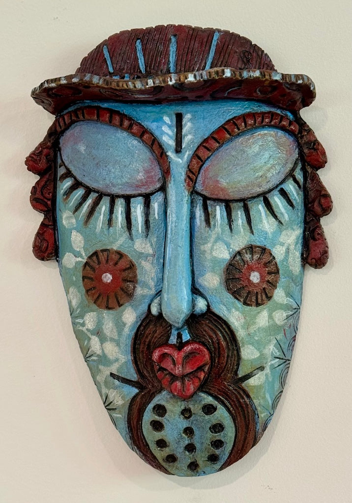 "BLUE MAN'S DREAM" CERAMIC MIXED MEDIA WALL HANGING