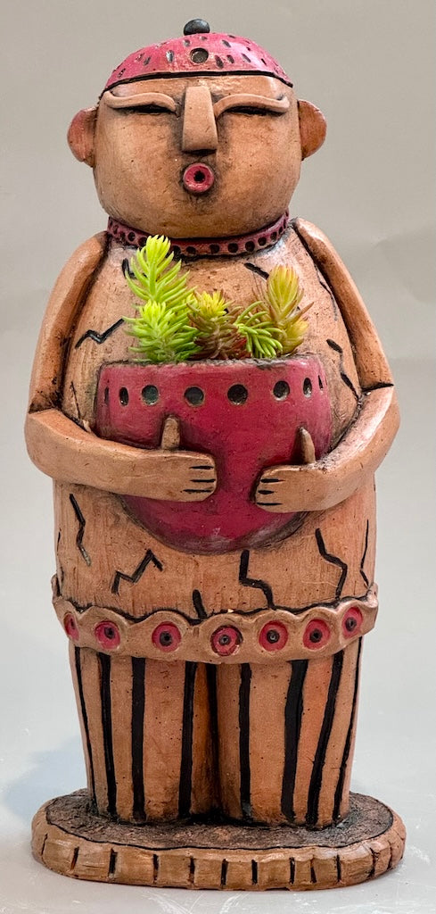 "THE GIFT BEARER" CERAMIC MIXED MEDIA SCULPTURE