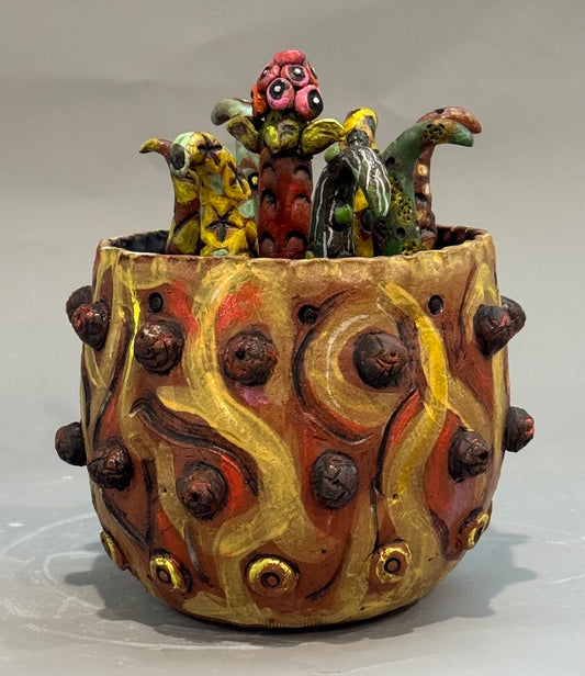 "HOUSE PLANT GONE WILD" CERAMIC MIXED MEDIA SCULPTURE