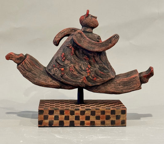 "OFF I GO" CERAMIC MIXED MEDIA SCULPTURE