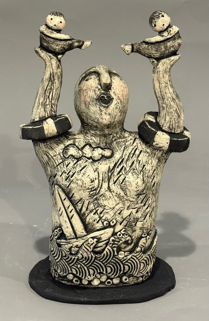 "SAFE HAVEN" CERAMIC MIXED MEDIA SCULPTURE