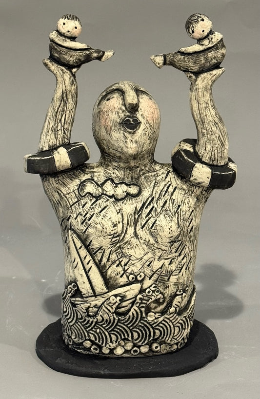 "SAFE HAVEN" CERAMIC MIXED MEDIA SCULPTURE