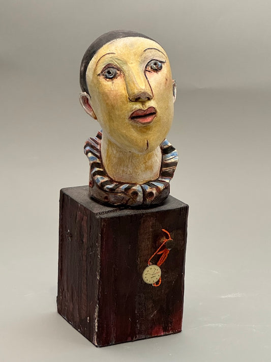 "TIMEKEEPERS LAMENT" CERAMIC MIXED MEDIA SCULPTURE