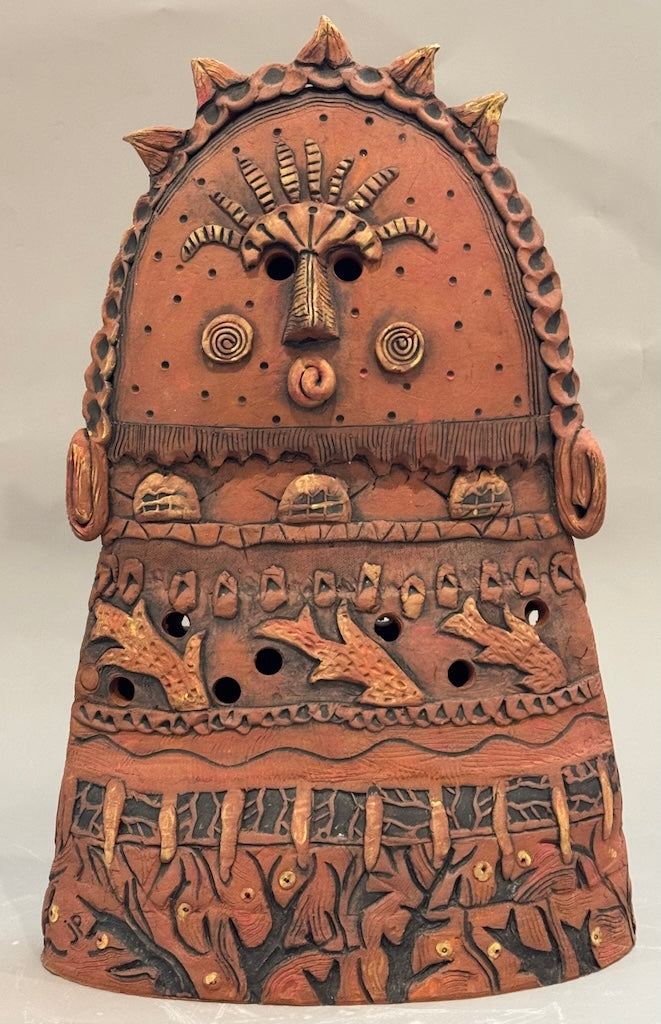 "TWO-SIDED GARDEN SPIRIT" CERAMIC MIXED MEDIA SCULPTURE