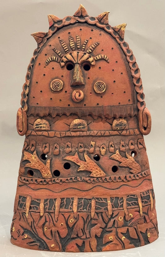 "TWO-SIDED GARDEN SPIRIT" CERAMIC MIXED MEDIA SCULPTURE