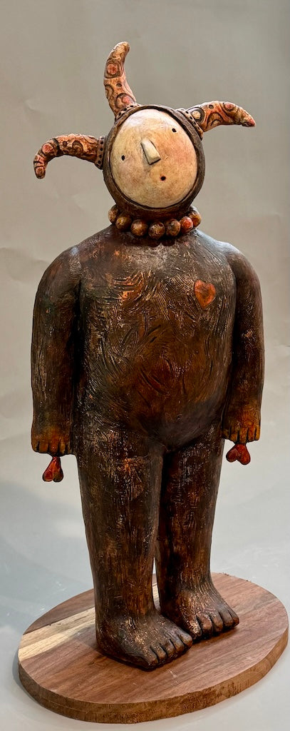 "THE JESTER'S QUEST FOR LOVE" CERAMIC MIXED MEDIA SCULPTURE