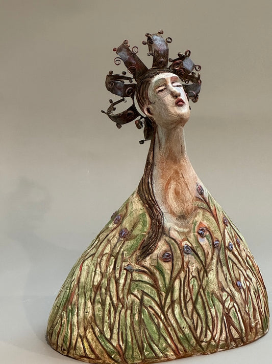 "WHISPERS OF THE MEADOW" CERAMIC MIXED MEDIA SCULPTURE