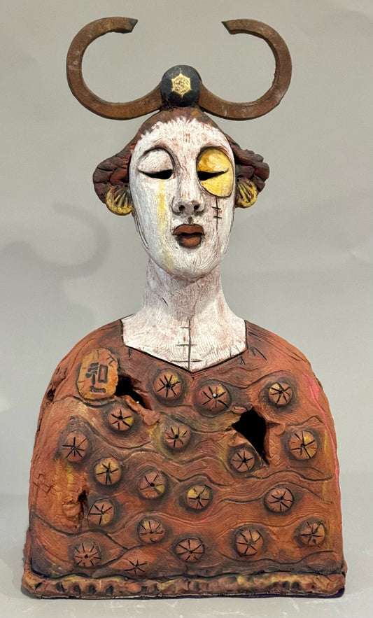"GUARDIAN OF IMPERFECTION" CERAMIC MIXED MEDIA SCULPTURE