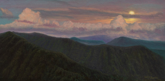"CLOUDY MOONRISE FROM THE BLUE RIDGE PARKWAY"  Original Framed Oil Painting