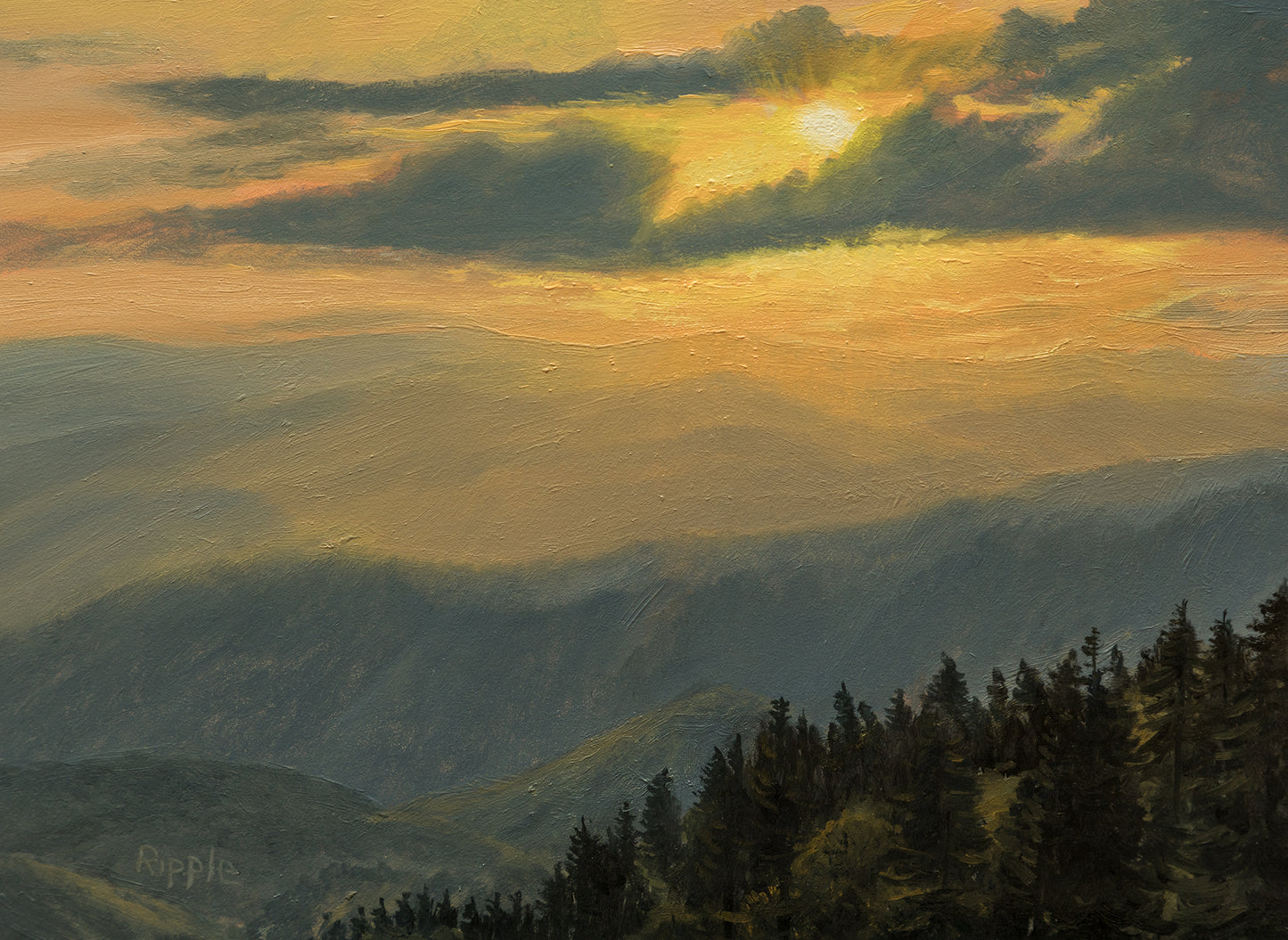 "Evening from Woolyback Overlook, June 15"  Original Framed Oil Painting