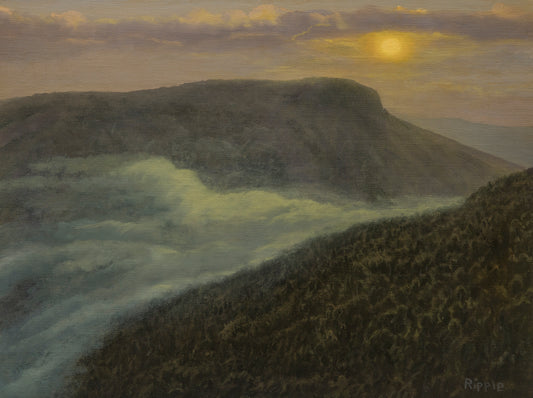 "FULL MOON RISING OVER LINVILLE GORGE" Original Framed Oil Painting