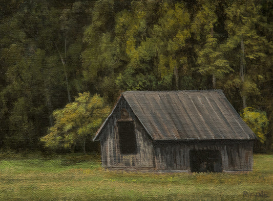 "LITTLE OLD BARN NEAR BREVARD" Original Framed Oil Painting