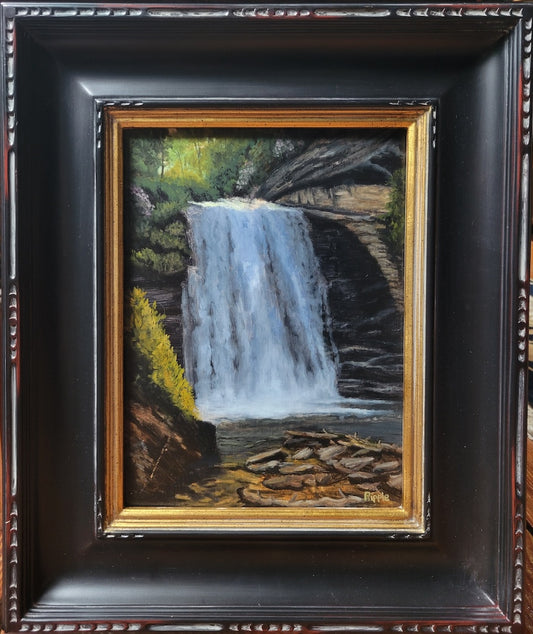 "MORNING AT LOOKING GLASS FALLS" Original Framed Oil Painting