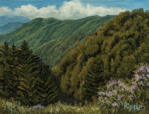 "Morning View at Fork Ridge Overlook, June 13"  Original Framed Oil Painting