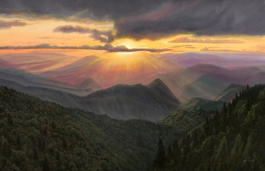 "SUNSET OVER THE QUALLA BOUNDARY" Original Framed Oil on Gessoboard