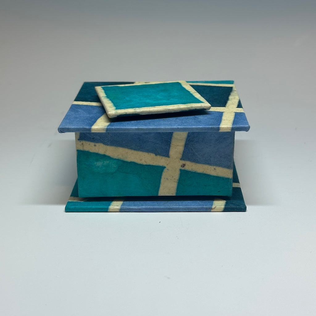 "BLUE SQUARES"  MIXED MEDIA SCULPTURE BOX JS143