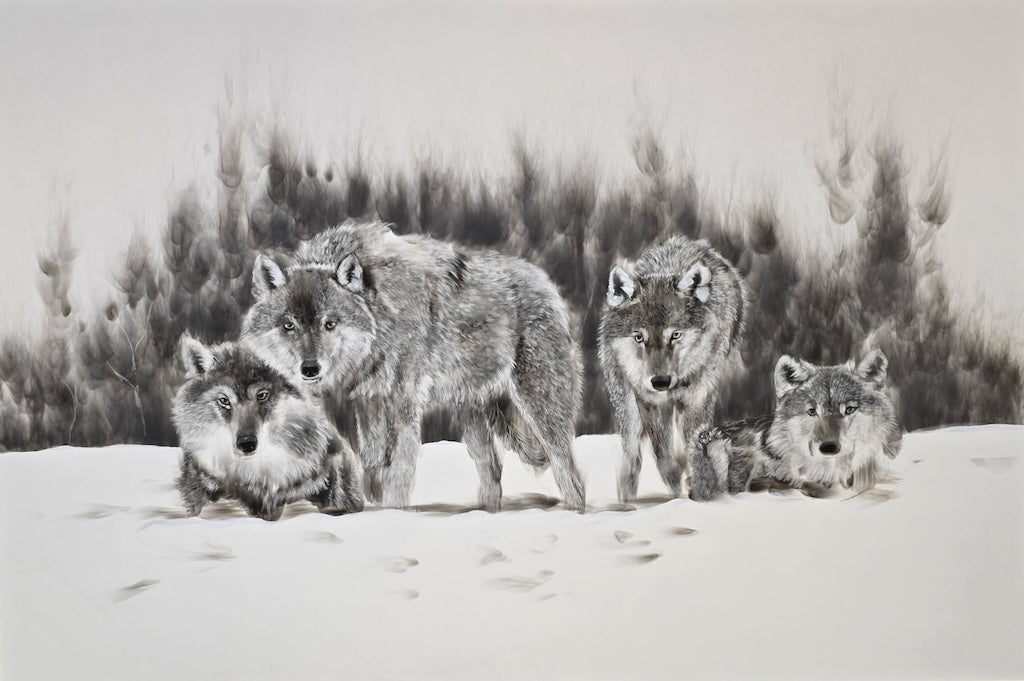 "THE MOMENT BEFORE MOVEMENT" ORIGINAL FUMAGE DRAWING ON CLAY BOARD/FRAMED