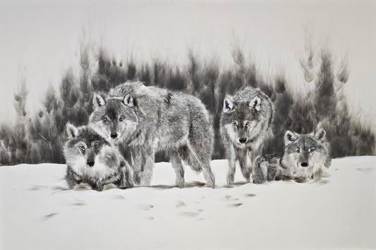 "THE MOMENT BEFORE MOVEMENT" ORIGINAL FUMAGE DRAWING ON CLAY BOARD/FRAMED