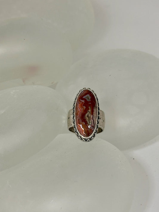 .925 MEXICAN LACE AGATE RING BR328