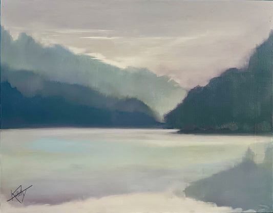 "LAKE WANTESKA" ORIGINAL OIL PAINTING ON WOOD PANEL/FRAMED