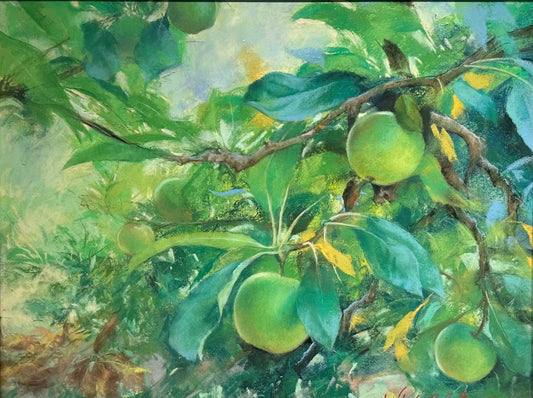 "GREEN APPLES" ORIGINAL PASTEL/FRAMED